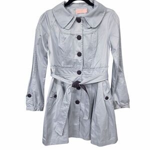 Girls Baby Blue Swing Coat With Bow Detailing Trench Coat by a. YILian Belted M